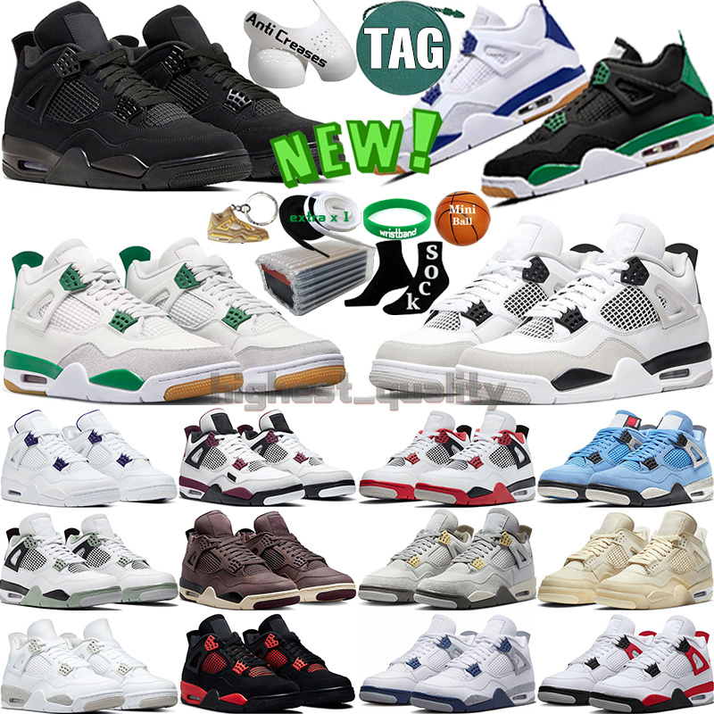 

With Box 4 Mens Basketball Shoes women Alternate Military Black Cat Canvas White Oreo Midnight Navy University Blue Sapphire Pine Green Men Trainers Sports Sneakers, Color-4