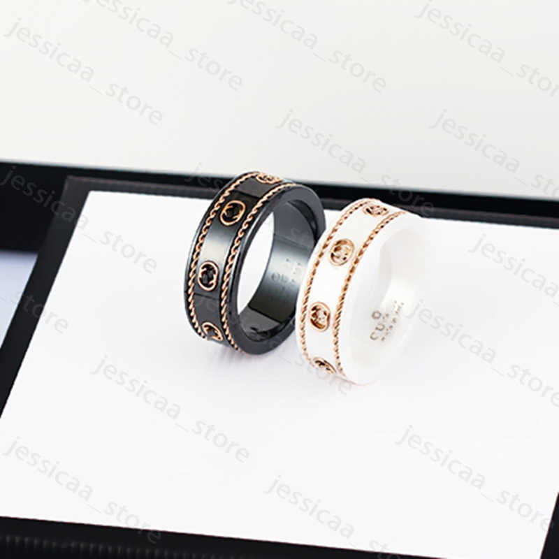 

Band Rings love ring pottery and porcelain men Jewlery Designer for Women womens rings Anniversary Gift G double black-and-white ceramic ancient ring 18K gold J230411