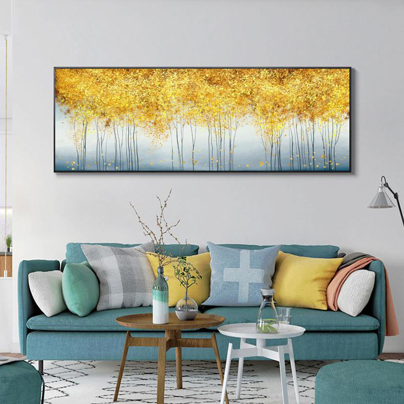 

Abstract Oil Painting on Canvas Posters and Prints Wall Art Painting Golden Money Trees Pictures for Living Room Decor No Frame