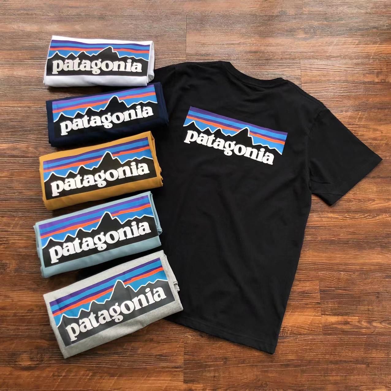 

Men's T-shirts designer Patagonias short-sleeved tees cotton high-quality pattern printing men's and women's classic short-sleeved shirts, Brown