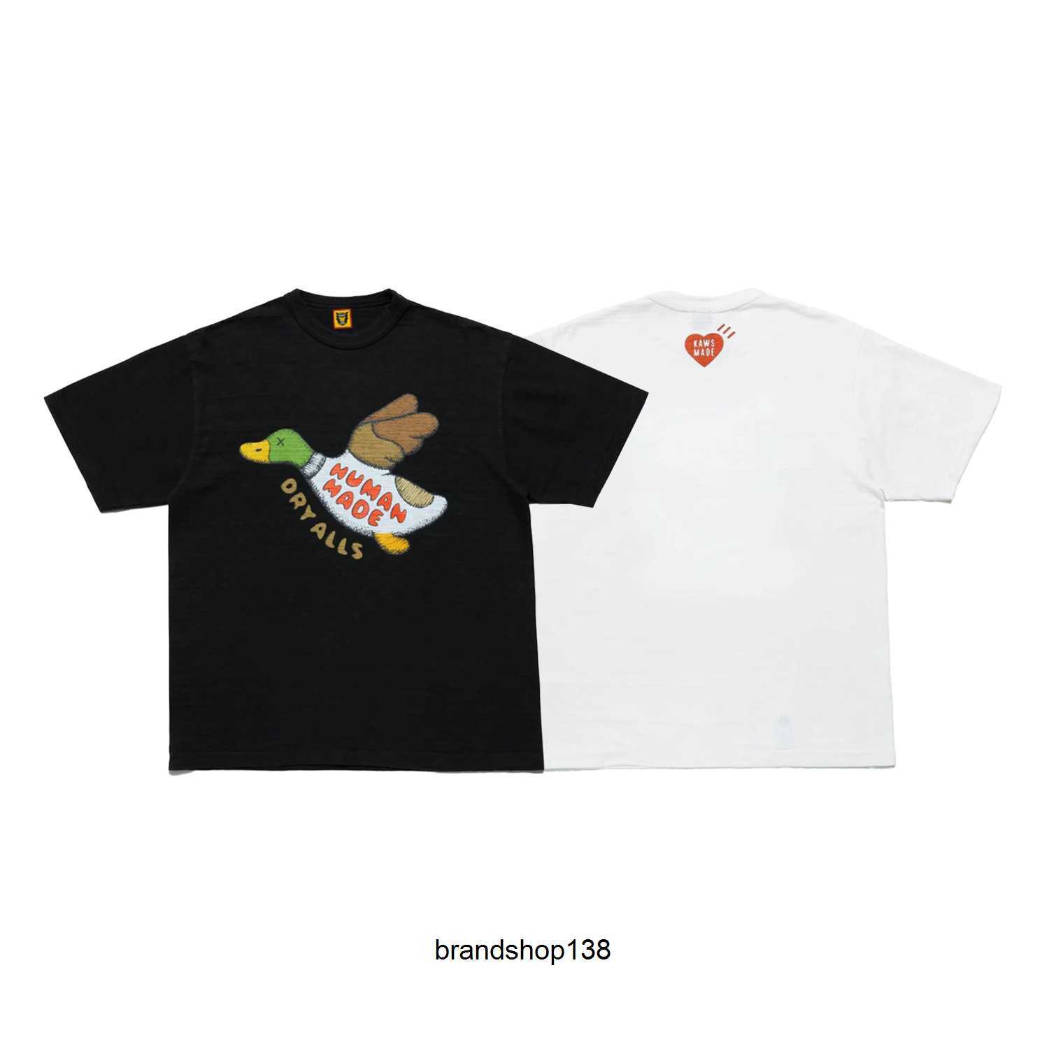

Men's T-shirts Summer New Human Made Kaws Co-brand Flying Duck Cotton Short Sleeve T-shirt Unisex, Black