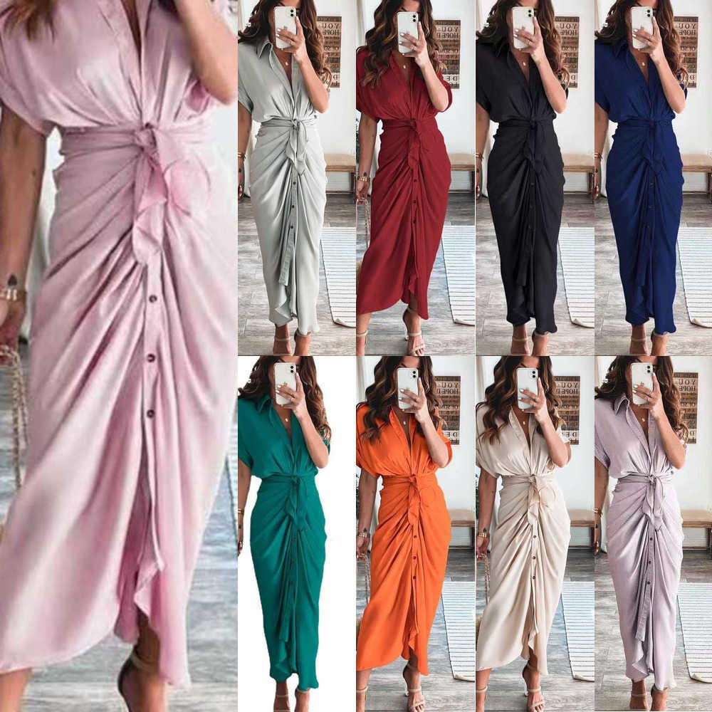 

Retail Shirt Designer Dresses For Woman Commuting Plus Size S-3xl Office Lady Short Sleeve Long Maxi Dress Fashion Forged Face Women 2023 Clothing, Light gray