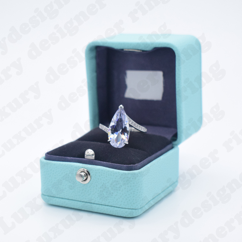 

Luxury Silver Diamond Ring Designer Wedding Ring Women Gift Engagement With Box