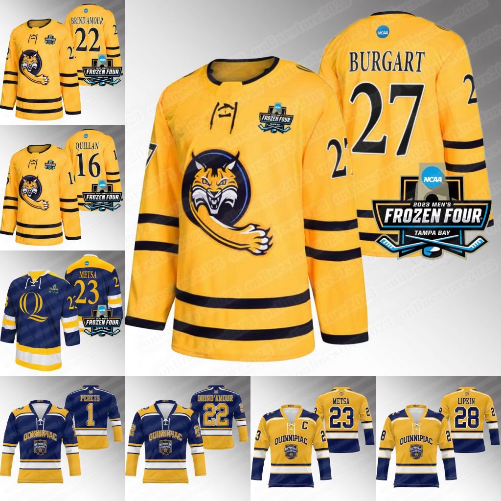 

2023 NCAA Quinnipiac Bobcats Hockey Jersey Michael Garteig Desi Burgart Zach Metsa Jacob Quillan Skyler Brind'Amour Wyatt Bongiovan Ethan de Jong Toews Jerseys, Women s-xxl