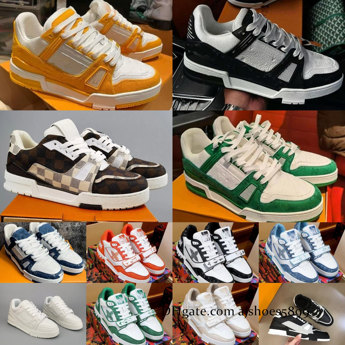 

Designer Trainer Sneaker Virgil Casual Shoes 2022 Calfskin Leather Abloh Black White Green Red Blue Leather Overlays Platform Low luxury Sneakers, Box