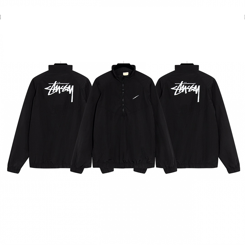 

Mens Jacket Designer Stussys Sports Casual Coat trousers womens Quick Drying NK print, Black