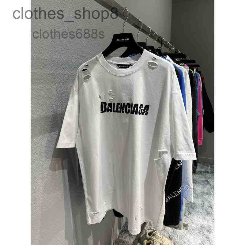 Men's Shirts designer balencgss t shirt Sweaters Tail Order Oem Direct Supply Home b 2023 Art Hole Letter Short Sleeve T-shirt for Men and Wome