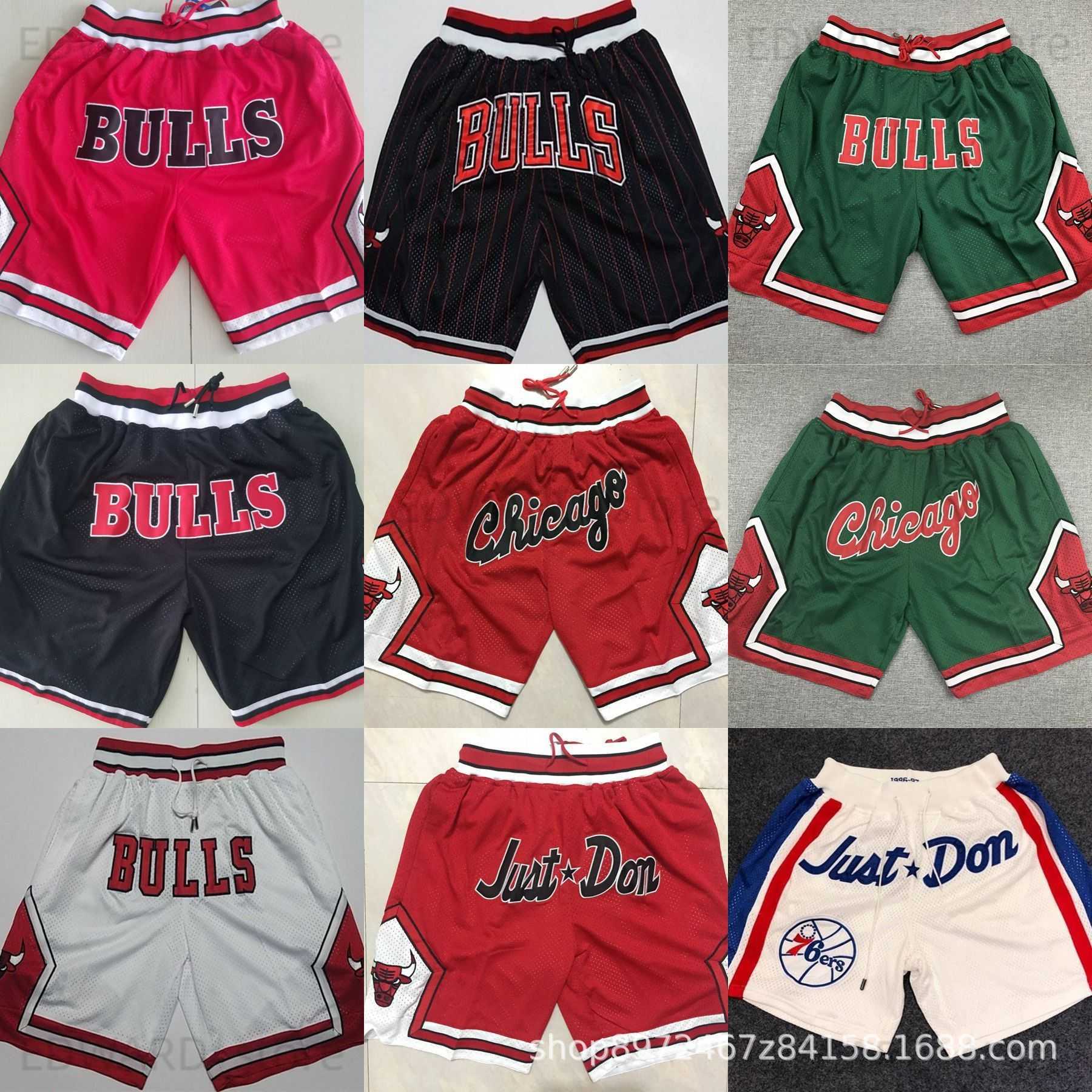 

Men's Shorts JD shorts Chicago 76ers embroidered basketball shorts BULLS short T230411, Bull black