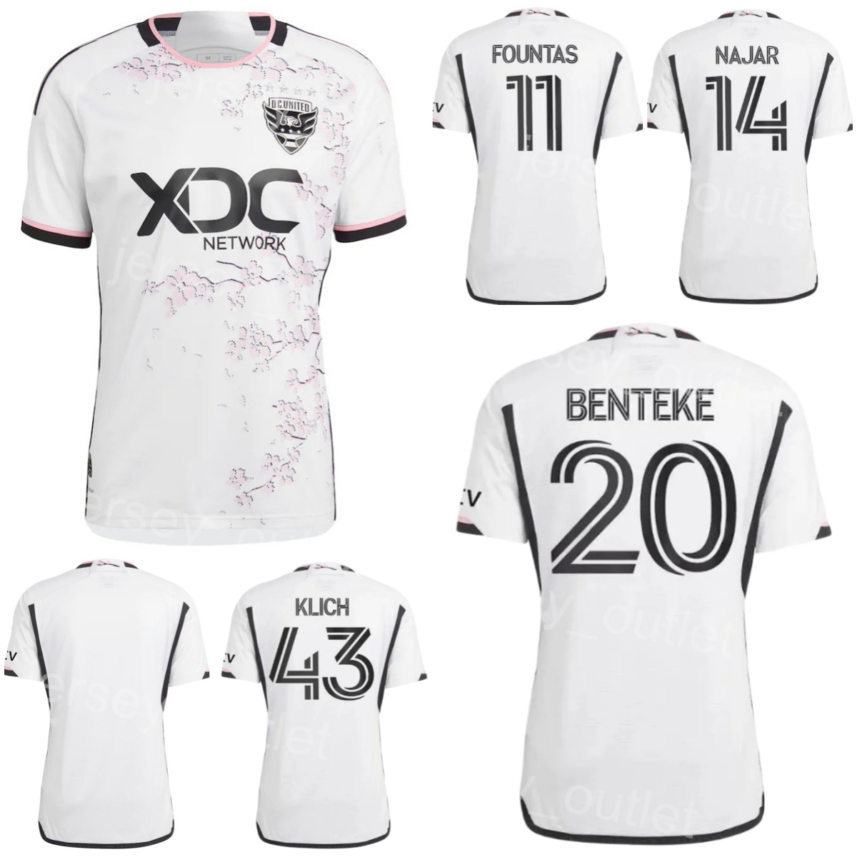 

Washington DC United Soccer 20 Christian Benteke Jerseys KLICH JEAHZE BIRNBAUM CANOUSE HOPKINS KU-DIPIETRO FOUNTAS HINES-IKE MILLER RUAN Football Shirt Kits 23-24, White