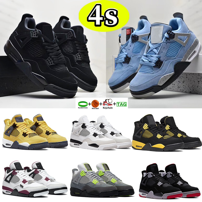

jumpman 4 mens Basketball Shoes for men Women 4s sneakers Military Black Cat University Blue midnight navy white oreo thunder Bred Pure Money metallic green sneaker, No.22- thunder