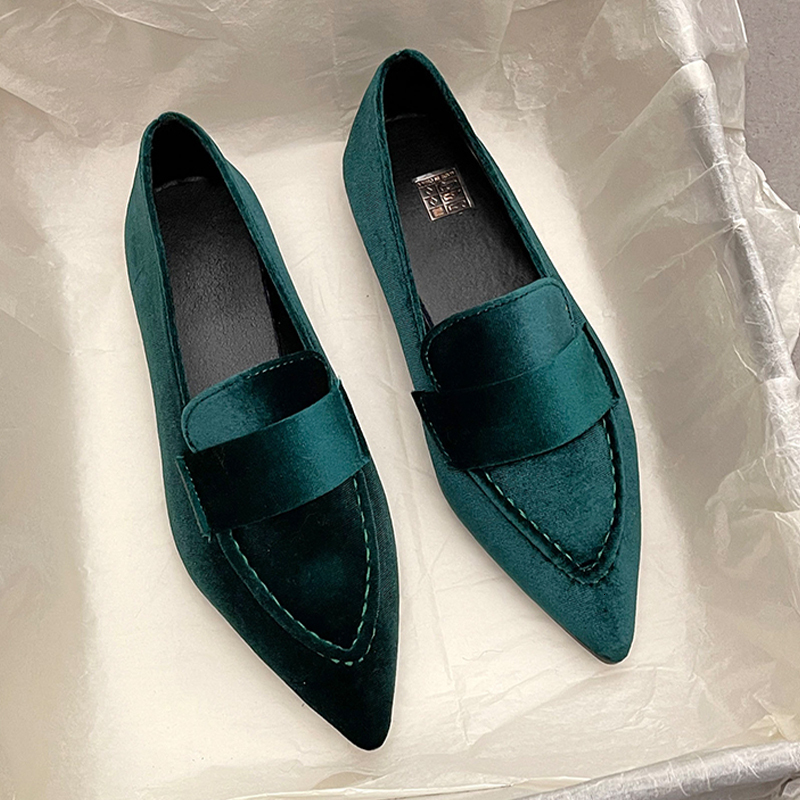 

Dress Shoe Flats Ballet Dance Pointed Toe Sandals 2023 Spring Designer Loafers Suede Casual Sport Walking Zapatillas 230410, Green