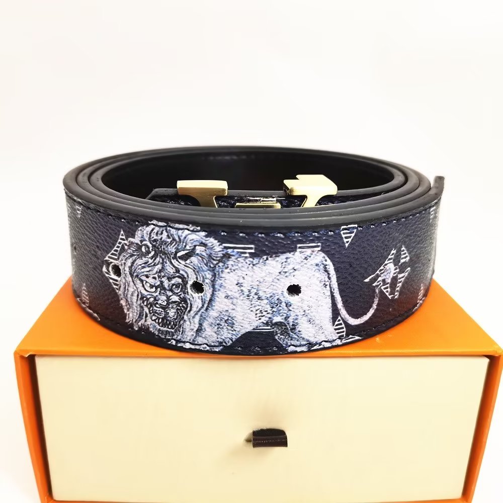 

High quality womens belt mens belts buckle sports leisure fashion women Waistband free delivery New Lion Rhinoceros print Width3.8cm with box, No box