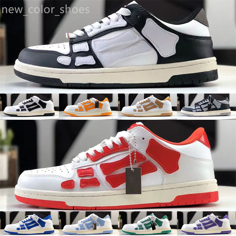 

Designer Skel Top Low Men Women Shoes Bones Hi Leather Sneakers Luxury Skeleton Blue Red White Black Green Gray Pink couple Amiris casual Mens Womens new shoes
