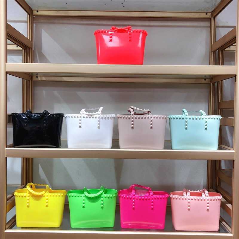

Beach Bags Cross Body 2022 New Product Rivet Jelly Handbag Bucket Shopping High Capacity PVC Women's Bag, Small black