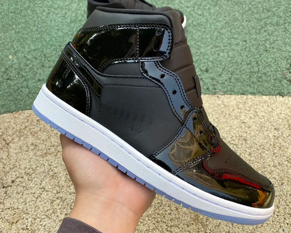 

2023 Basketball Shoes Jumpman 1 Mid Space Jam 1s Black/Dark Concord-White Sports Outdoor Sneakers Whit Box