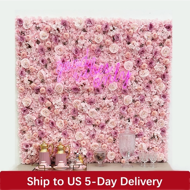 

Faux Floral Greenery Silk Rose Flowers 3D Backdrop Wall Wedding Decoration Artificial Flower Panel for Home Decor Backdrops Baby Shower 230410