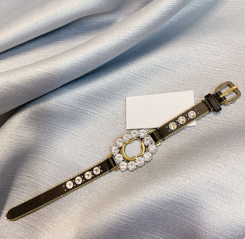 

Glitter Diamond Belt Bracelet for men Women Designer Bracelet Luxury Letter G Bangle Leather Watch Strap Bijoux Designers Accessories