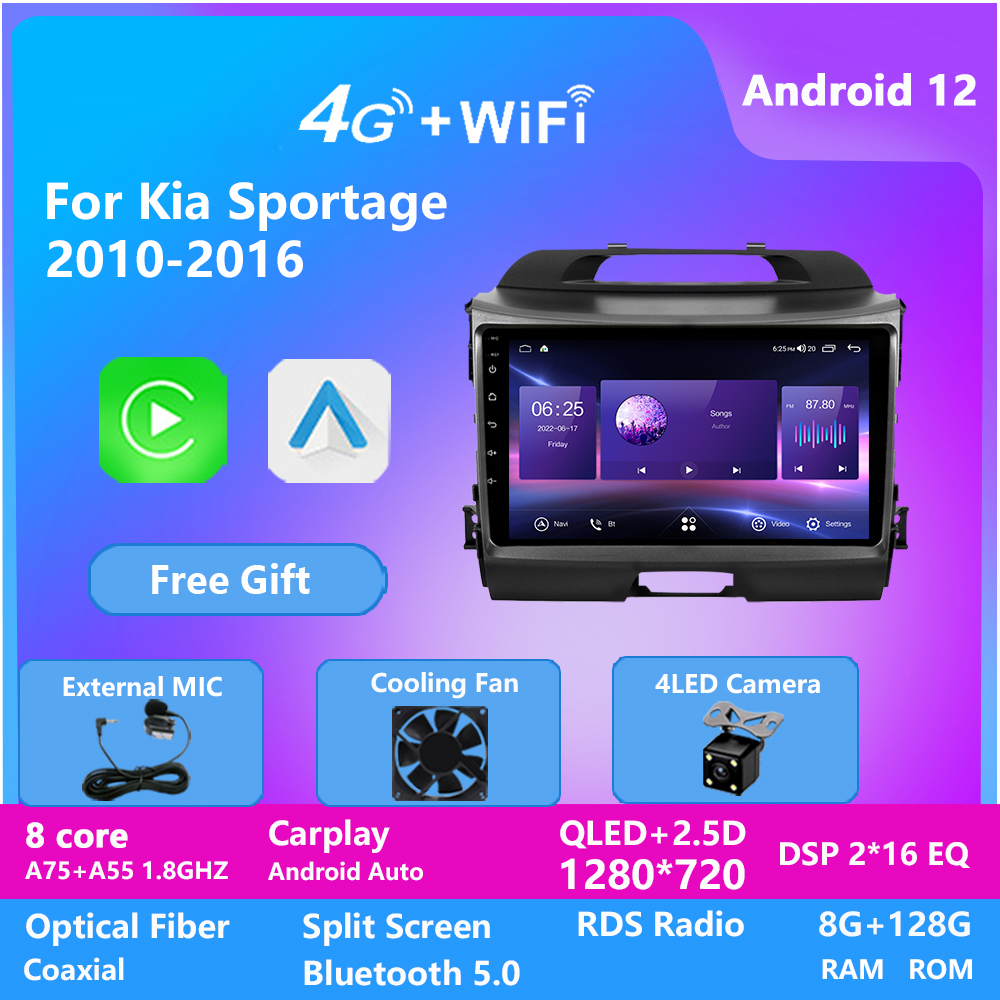 

Car Video 128G GPS Navigation Android 10.0 Radio Touch Screen HD Head Unit Audio Player for KIA SPORTAGE R 2010-2016 IPS