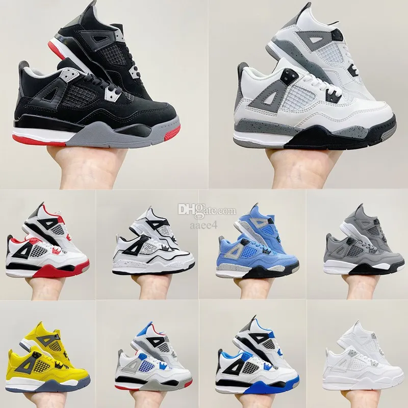

Kids 4 Basketball Shoes Black cat Toddler TD 4s Red Chicag Boys Girls BasketBall Pour Enfants Athletic Outdoor Sneakers size 22-35