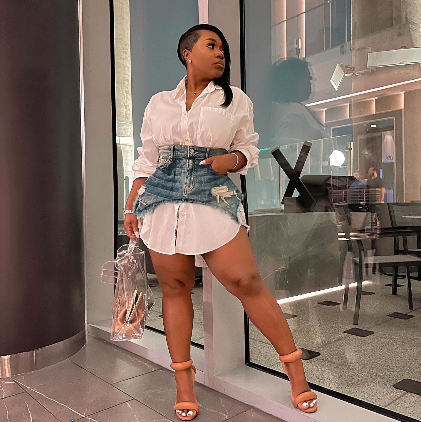 

Casual Dresse s Irregular Lapel Button Up Blouse Shirt Dress with Denim Solid Patchwork Cute Mini Skirt Two 2 Piece Set Streetwear 220410, Black