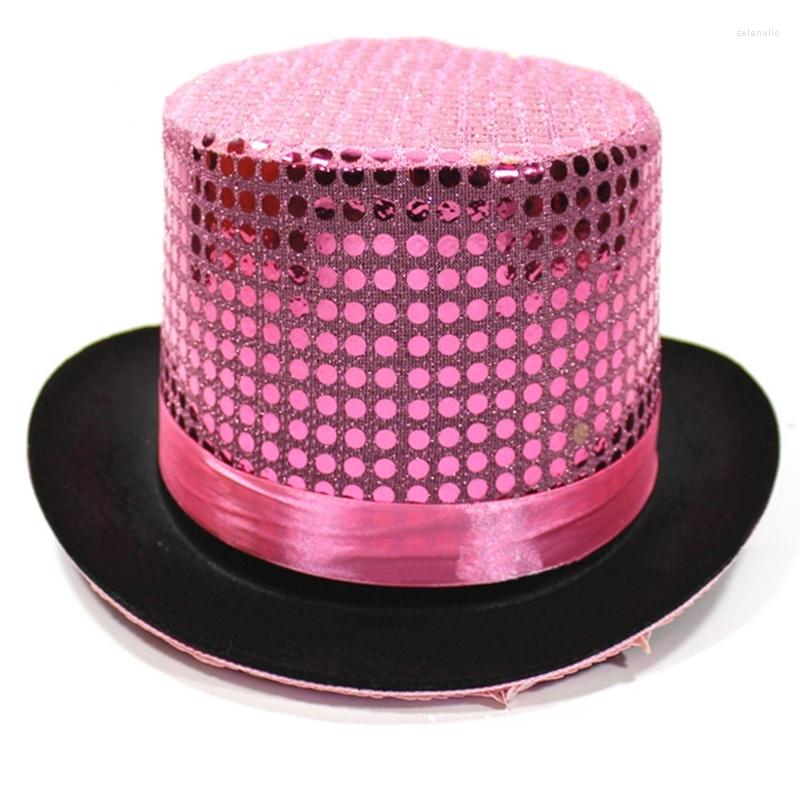 

Berets Sequin Top Hat Bowler Magician Pork Pie, Jazz hat white