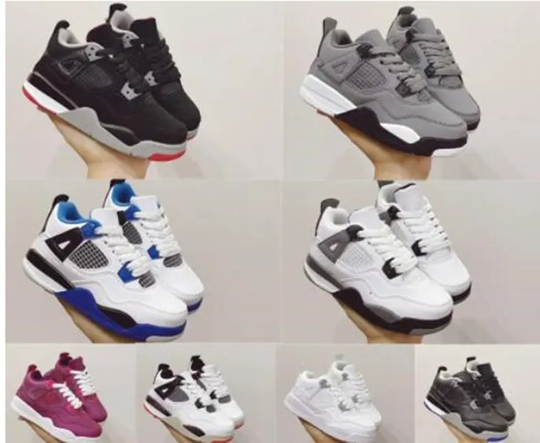 

Kids High air J4 Jorda Jordam 4 Basketball Shoes IV Boys Girls Jumpman Jorden4s Jorden 4 Og 4s Military Black Cats University Sneakers size