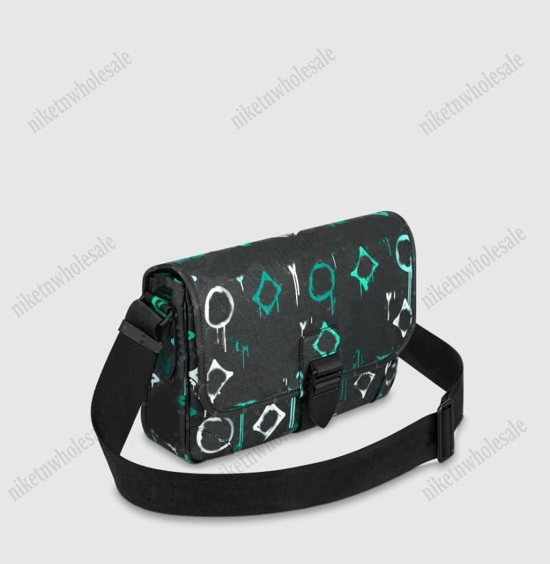 

Graffiti Green Archy Messenger MM Bag Classic Men's Crossbody M21394 Monograms canvas Leather Designer Shoulder Bag Purse For Man, Color#01