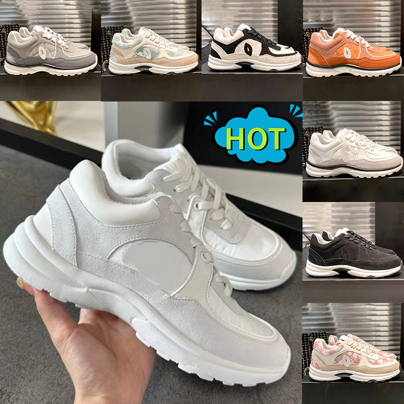 

Designer sneakers calfskin Casual Shoes Women luxury fabric vintage suede trainers reflective sneaker mens platform shoe cnel White Navy womens leather trainer