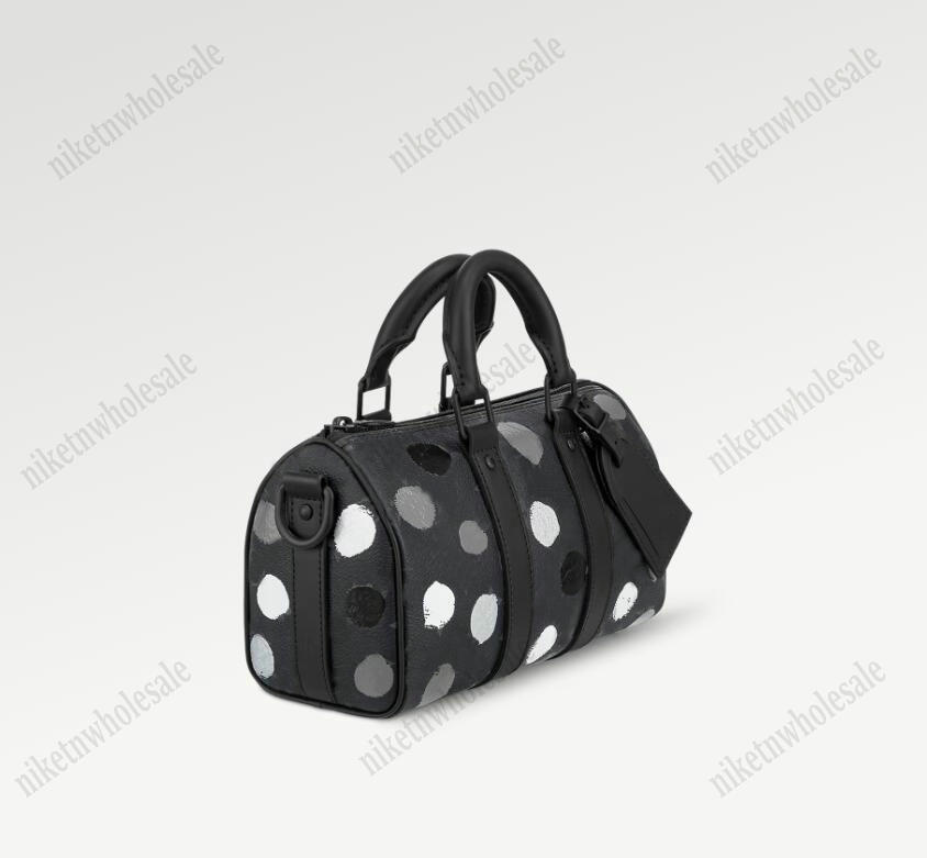 

M46406 Dots YK Keepall Bandouliere 25 Travel bag X Yayoi Kusama Men's Crossbody 3D Painted Dots Leather Designer Shoulder Bags top handle bag Purse For Man, Color#03