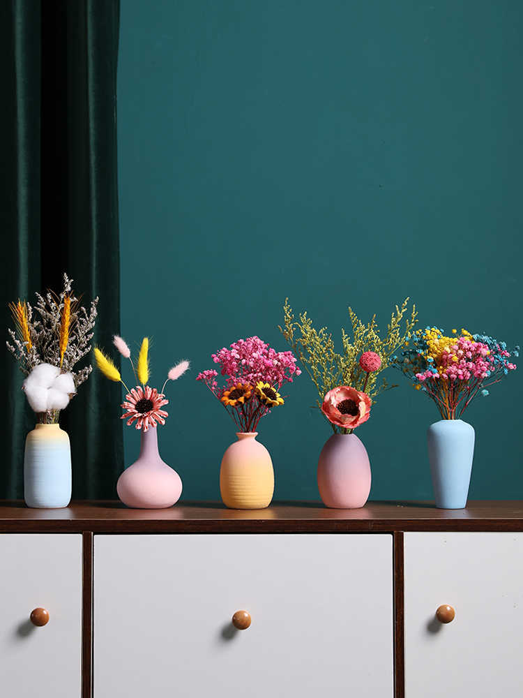 Vases Nordic Style Decorative Ceramic Vase Creative Gradient Dried Flower Vase Set Table Decoration Living Room Home Decoration Gift P230411-image-857808666