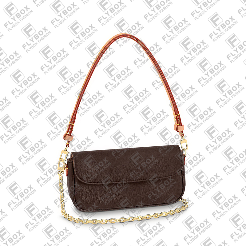 

M81911 Wallet on Chain Ivy Shoulder Bag Handbag Chain Bag Tote Crossbody Women Fashion Luxury Designer Messenger Bag High Quality TOP 5A Purse Pouch Fast Delivery, Brown flower 1 & with dust bag
