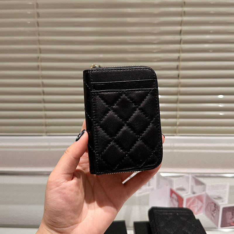 

Gold Hardware Mini Women Wallet Card Holder Matelasse Zipper Versatile Clutch Multi Pochettes Coin Purse Two Styles Of Caviar Lambskin Sacoche Luxury Handbag 10CM, Black