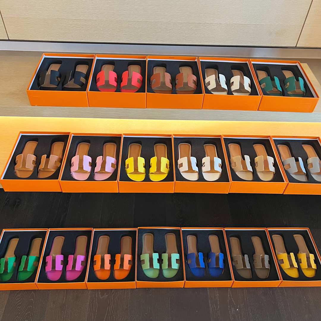 

Best quality genuine leather Identical designer h slippers women wear net red casual holiday beach slippers outside summer 2023 spring flat sandals women ins, Colour 8