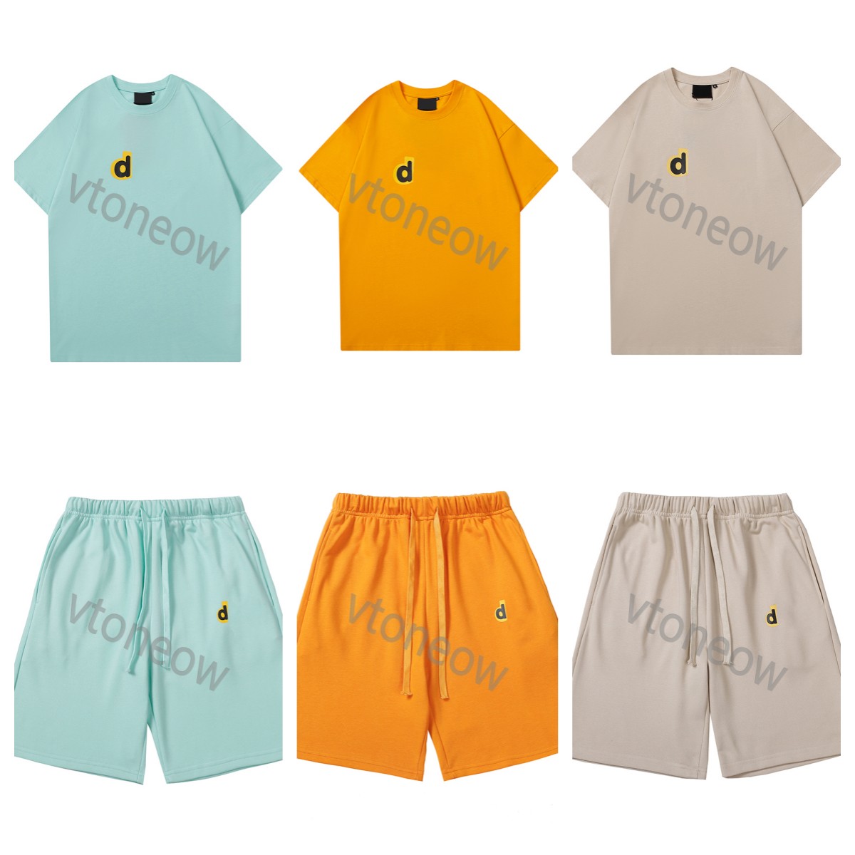 

Mens tracksuits for summer many colors cotton print drews T shirt and shorts Splicing casual sport trousers Loose Street Leisure Fashion style house, The same as original