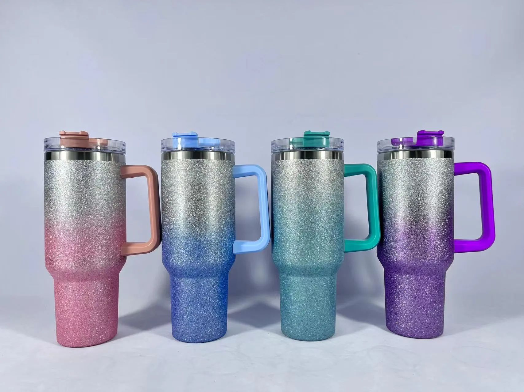 Gobelet à paillettes de 40 oz avec poignée en acier inoxydable grande capacité tasse à bière tasse de voyage isolée garder les boissons froides s
