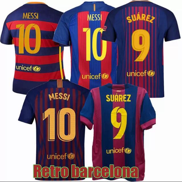 

Retro barcelona soccer jerseys PUYOL A.INIESTA XAVI MESSIS home vintage classic football shirt, 15-16