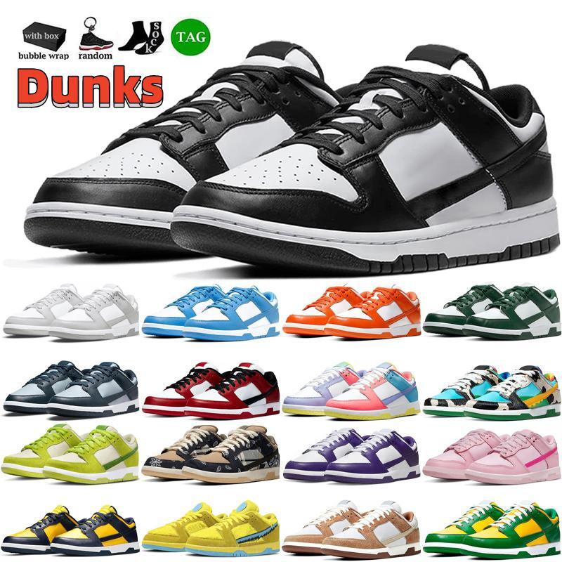 

With Box SB Dunks Low Retro Running Shoes Men Women Panda Black White Designer OG Sneakers Dunke Triple Pink UNC Chunky Dunky Grey Fog Men Platform Flat Sports Trainers, # 38