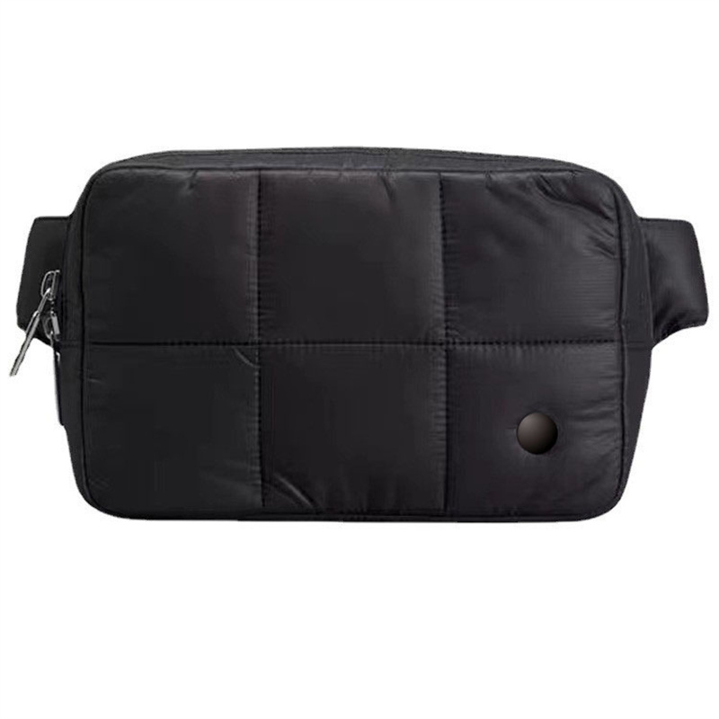 

New Design Men Quilted Grid Belt Bag Small Nylon Puffy Waist Bag With Adjustable Straps Puffer Crossbody Bag Puffy Lulu Waist Belt Bag, Beige