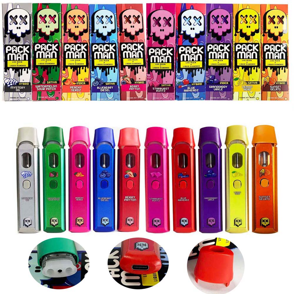 

New Packman Vape Pens 280mah Rechargeable Battery 2.0ml Empty Vaporizer Pods Cartridges E cigarettes carts with packaging 10 flavors
