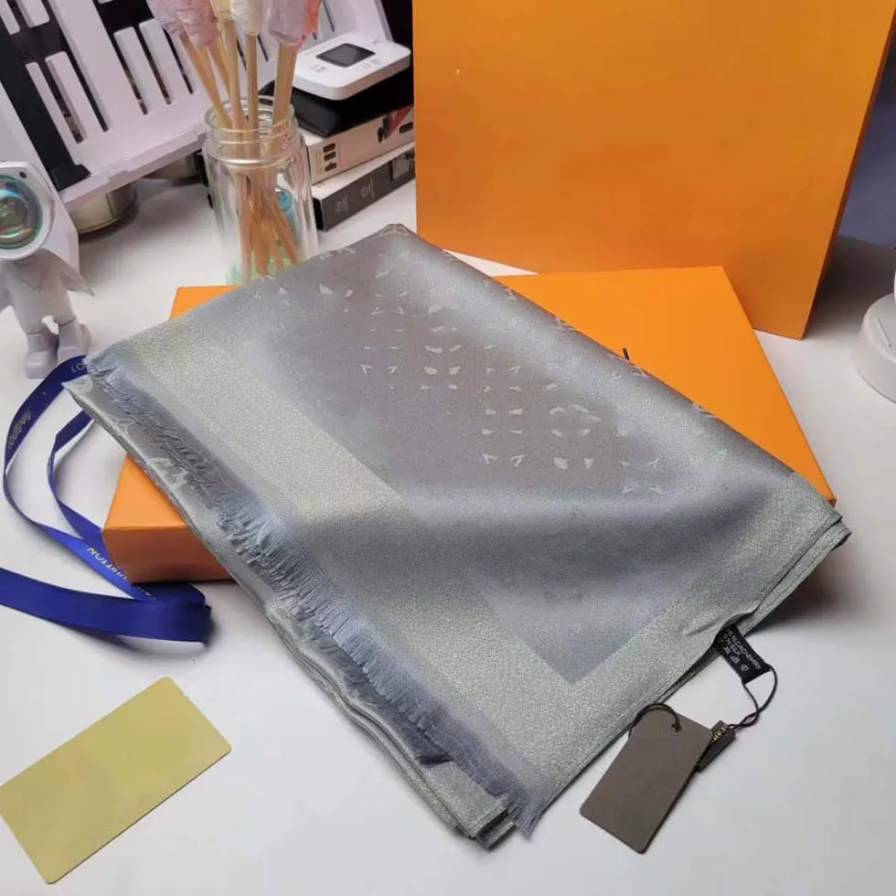 Sil Blend Women Fashion Edges Silken Scarf Designers Top Quality Silk Color-Blocking Cotton Fringed Size 180Cmx70cm Scarves With Box