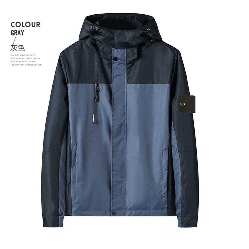 

plus size coat stone men island 2022 fashion designer men's jacket spring and autumn coat windbreaker zipper formal suit outdoor sports color contrast coat, Black