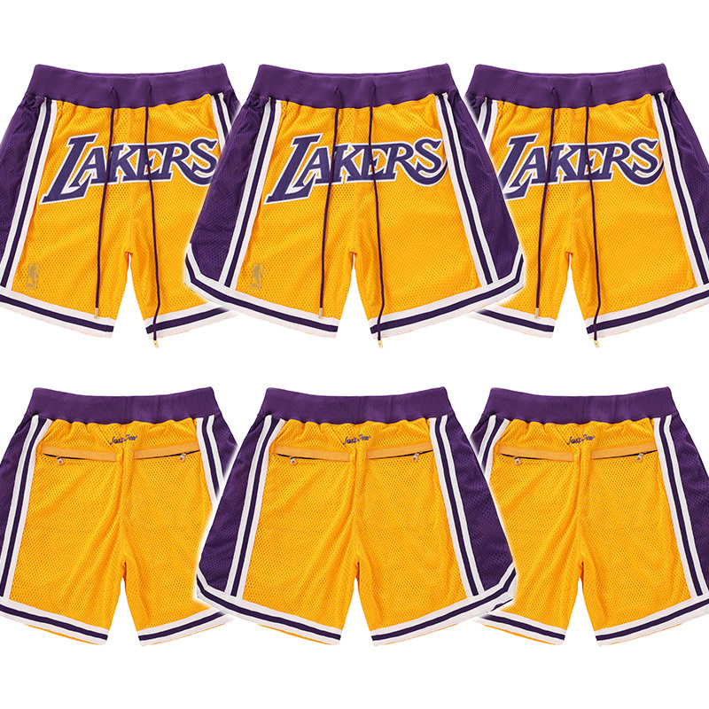 

summer just new men loose yellow don retro Basketball nets for the Lakers embroidery shorts