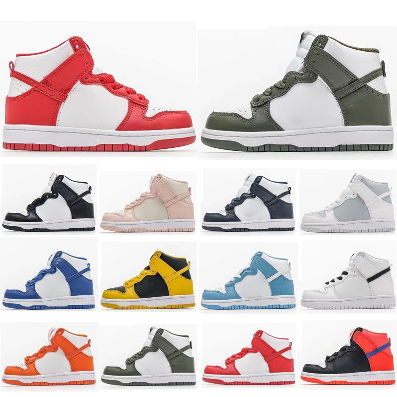 

Designer Kids Baby Shoes For Boys Girls toddler dunks low high top Sports Black White Chunky Low Cows Trainers Boy and Girl Outdoor Sneakers, With socks+bubble column