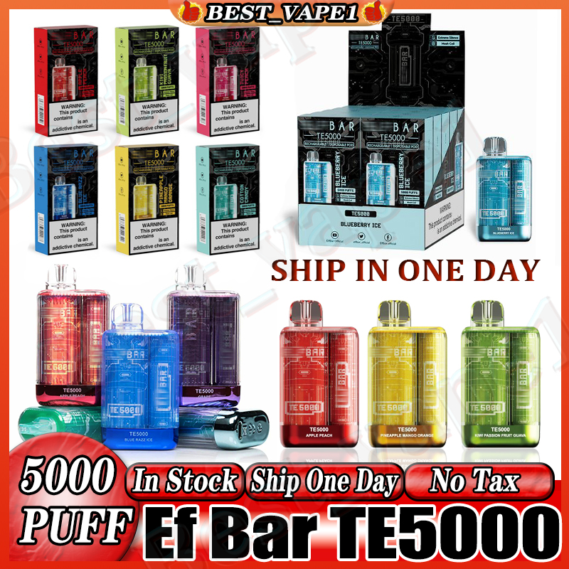 

Authentic Ef Bar TE5000 Disposable E cigarettes Puff 5000 Vape Pen 13.5ml Prefilled Mesh Coil Pods Cartridge 550mAh Rechargeable Battery Vaporizer vs esco bars