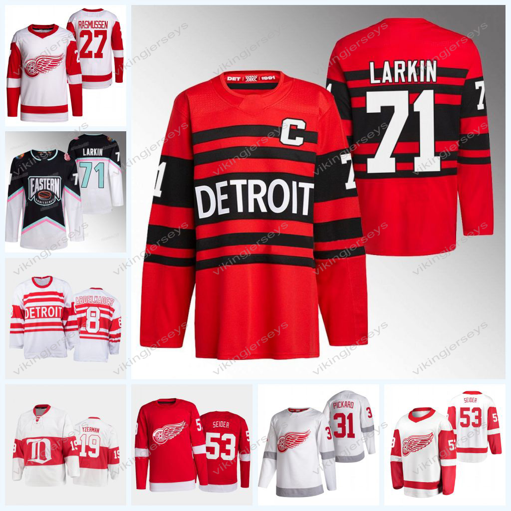 

Dylan Larkin Jersey Lucas Raymond Moritz Seider Pius Suter Robby Fabbri Andrew Copp Austin Czarnik Joe Veleno Adam Erne Dominik Kubalik Filip Zadina Hockey Jerseys, White