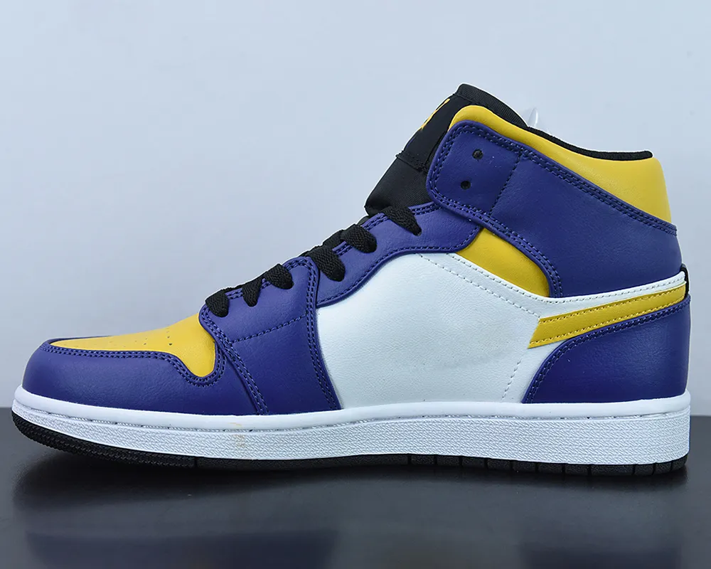 

2023 Basketball Shoes Jumpman 1 Mid Purple Yellow White 1s Sports Outdoor Sneakers Whit Box
