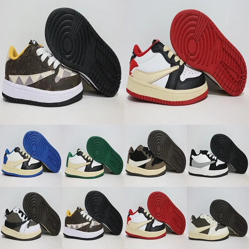 

Kids Shoes Low travis 1s Designer Tennis scotts mocha 1 Red Black Youth Children Boys Girls Running Trainers Baby Toddler infants Sneakers O, C-6