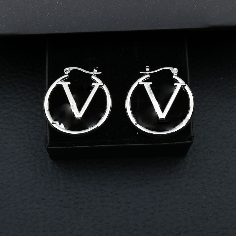 

Womens Hoops Earrings Simple 18K Gold Plated 925 Silver Luxury Brand Designers Letters Stud Large Geometric Famous Earring Wedding Party Love Gifts Jewerlry