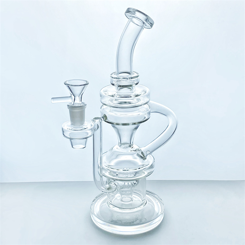 

10 inch Glass Bong Funnel Recycler Dab Ring Tornado Lamp 14mm Connector Size