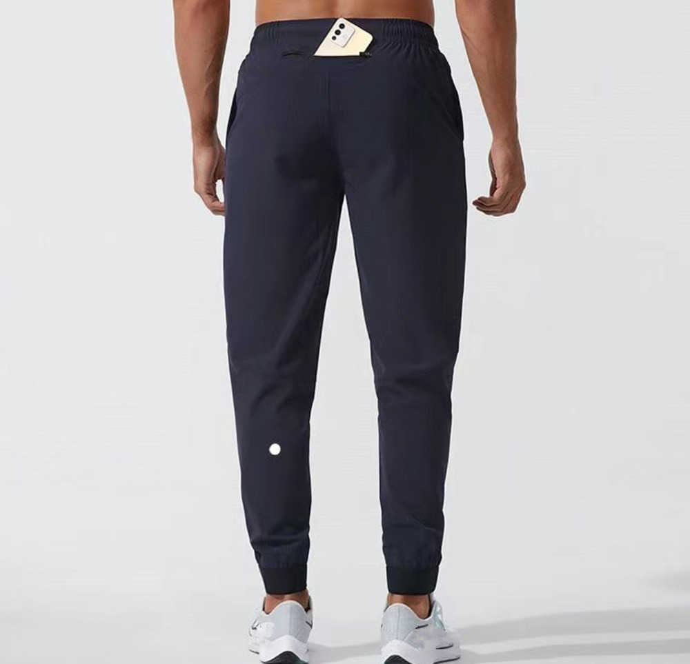 

lulu Men Pants Yoga Outfit LongJogger Sport Quick Drys Drawstring Gym Pockets Sweatpants Trousers Mens Casual Elastic Waist fitness Man, Black